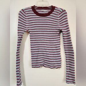 Striped Ribbed Long Sleeve Top